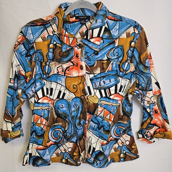 Vtg Kaktus Art To Wear Music Motif Jacket, Women's Size XL, Flaw - Picture 1 of 11
